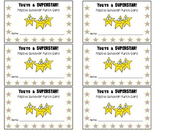 STAR Cards for Positive Classroom Behavior